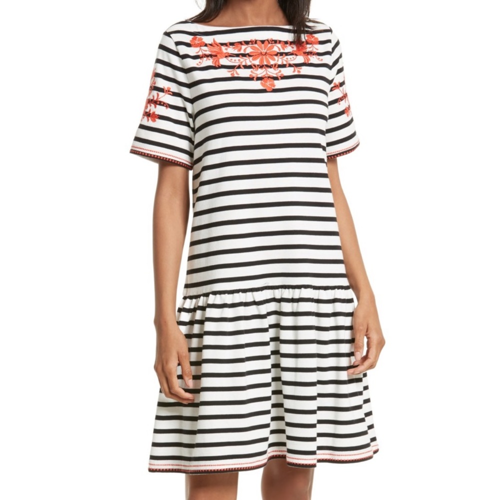 Kate Spade embroidered drop waist dress